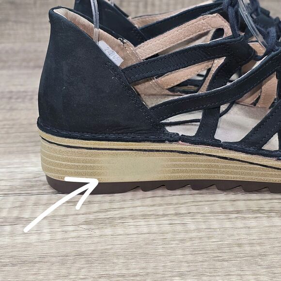 NAOT Yarrow Women's Size EU 37 US 6 Black Lace up Gladiator Wedge Sandals - Picture 2 of 10